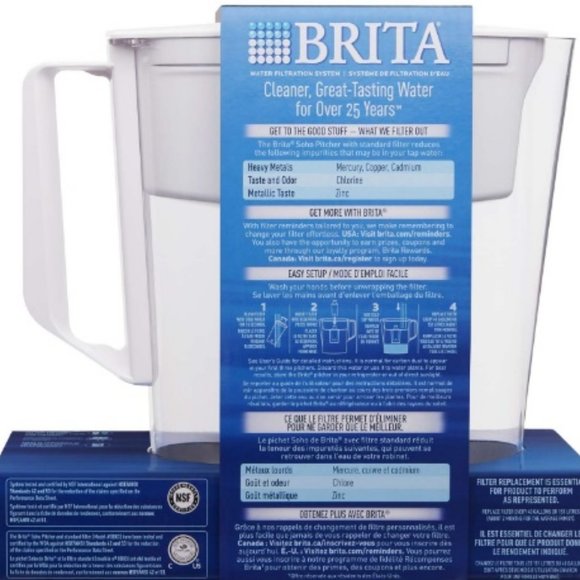 Brita Water Filtration System Water Pitcher w/ Filter 5 Cup Capacity + 1 filter - Picture 3 of 5